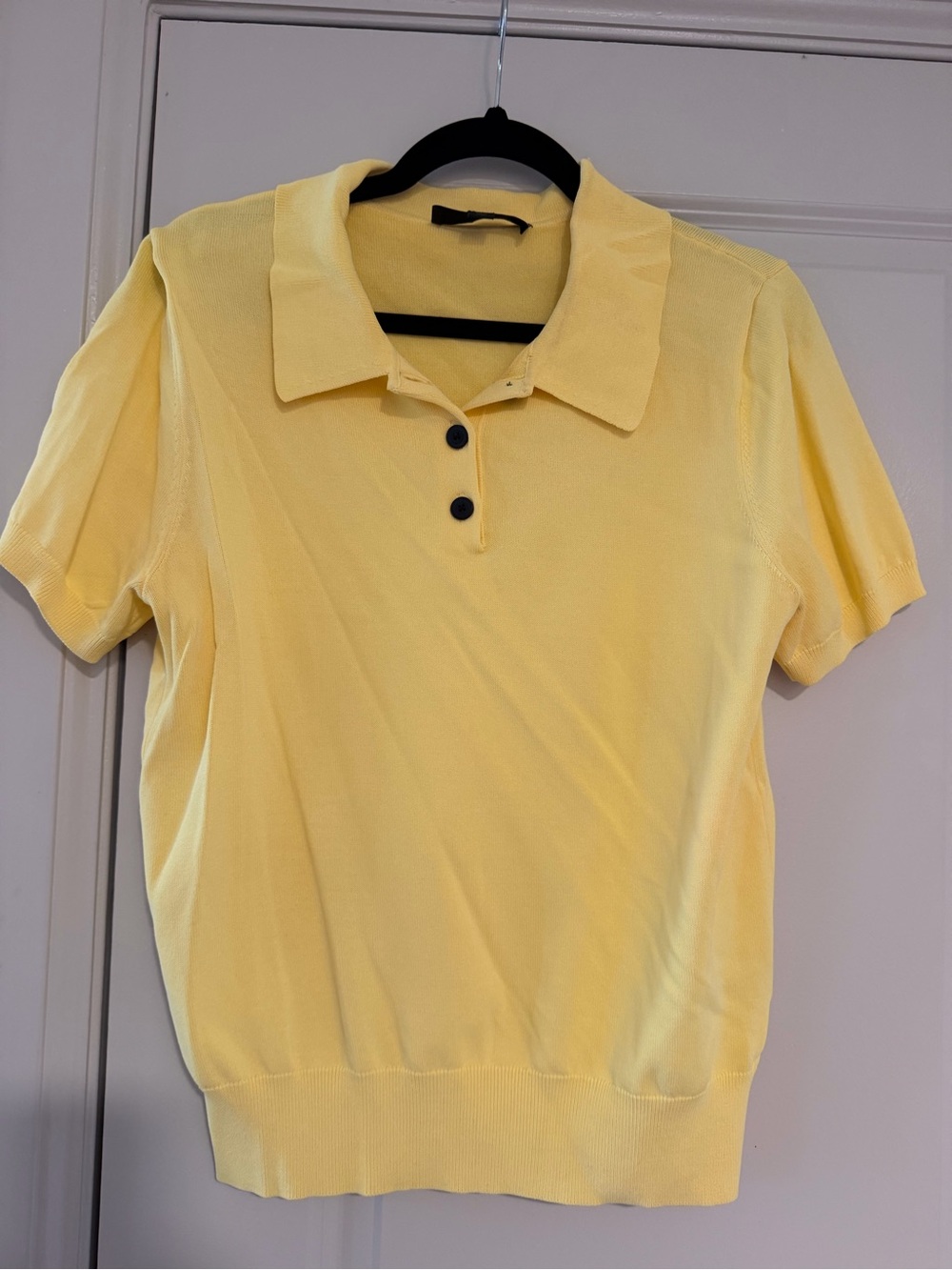 Zara Short-Sleeve Polo Top in Soft Yellow